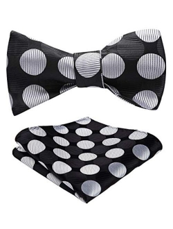 Men's Bow Ties Polka Dots Silk Self-Tie Bow Tie Formal Business & Tuxedo Wedding Bowtie and Pocket Square Set