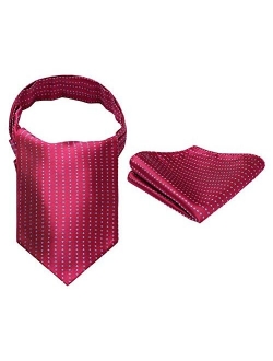 Men's Ascot Houndstooth Dot Jacquard Woven Gift Cravat Tie and Pocket Square Set