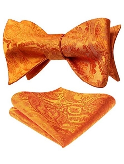 Men's Floral Paisley Self Bow Ties Classic Formal Tuxedo Satin Woven Silk Bowtie for Wedding Party Prom with Gift Box