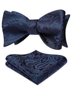 Men's Floral Paisley Self Bow Ties Classic Formal Tuxedo Satin Woven Silk Bowtie for Wedding Party Prom with Gift Box