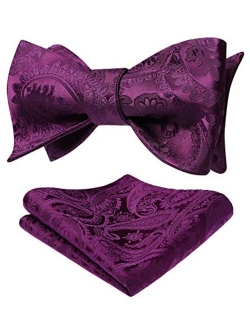 Men's Floral Paisley Self Bow Ties Classic Formal Tuxedo Satin Woven Silk Bowtie for Wedding Party Prom with Gift Box