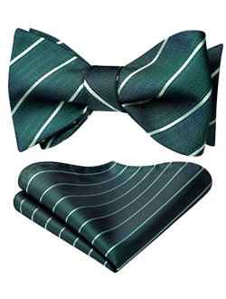 Bow Ties for Men Striped Bow Tie Men's Self Tie Bowtie Handkerchief Formal Tuxedo Wedding Bowties and Pocket Square