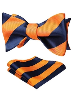 Bow Ties for Men Striped Bow Tie Men's Self Tie Bowtie Handkerchief Formal Tuxedo Wedding Bowties and Pocket Square