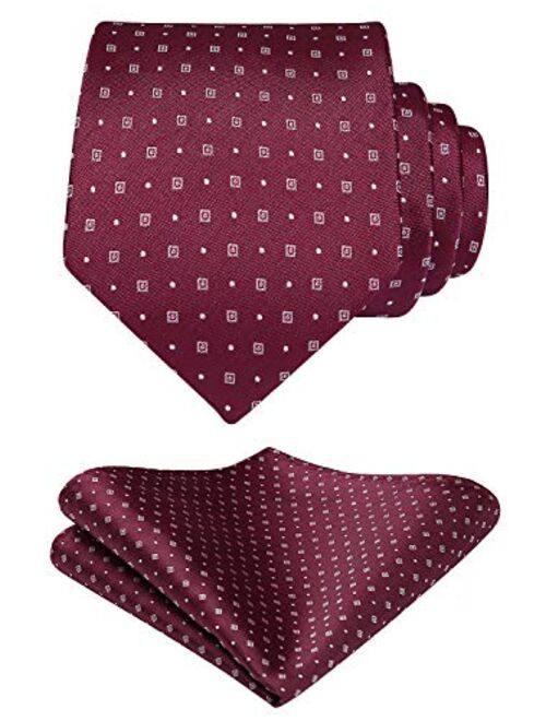 HISDERN Men's Woven Silk Necktie and Pocket Square Set