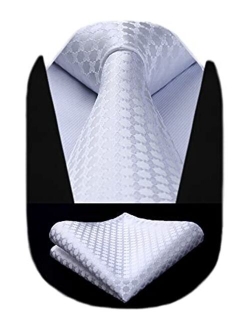 Plaid Polka Dots Tie Handkerchief Woven Classic Check Men's Necktie & Pocket Square Set