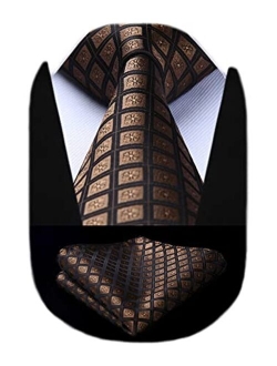 Plaid Polka Dots Tie Handkerchief Woven Classic Check Men's Necktie & Pocket Square Set