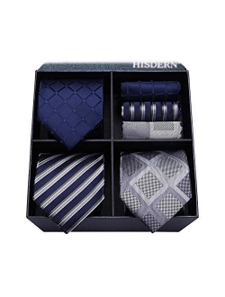 Lot 3 PCS Classic Men's Tie Set Necktie & Pocket Square Elegant Neck Ties Collection