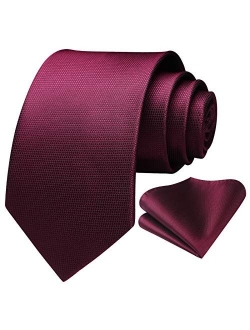 Mens Houndstooth Ties Woven Classic 3.4" Satin Necktie Set Formal Tie Pocket Suqare for Wedding Party with Handkerchief