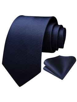 Mens Houndstooth Ties Woven Classic 3.4" Satin Necktie Set Formal Tie Pocket Suqare for Wedding Party with Handkerchief