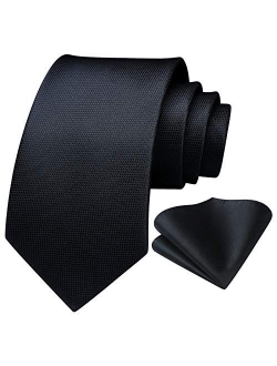 Mens Houndstooth Ties Woven Classic 3.4" Satin Necktie Set Formal Tie Pocket Suqare for Wedding Party with Handkerchief