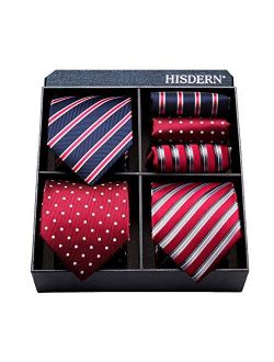 3 PCS Extra Long Tie Set, 63 Inch XL Necktie & Pocket Square   Gift Box