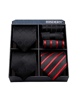 3 PCS Extra Long Tie Set, 63 Inch XL Necktie & Pocket Square   Gift Box