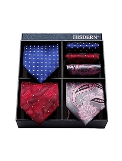 3 PCS Extra Long Tie Set, 63 Inch XL Necktie & Pocket Square   Gift Box