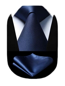 Solid Color Ties for Men, Formal 3.35" Necktie Tie and Pocket Square Set Wedding