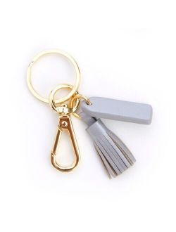 Leather Mini Tassel Key Fob with Gold Hardware