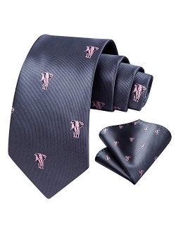 Animal Patterns Prom Party Tie Men's Necktie & Pocket Square Set