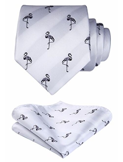 HISDERN Animal Patterns Prom Party Tie Men's Necktie & Pocket Square Set