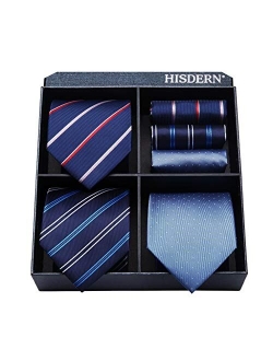 Lot 3 PCS Classic Men's Silk Tie Set Necktie & Pocket Square - Multiple Sets