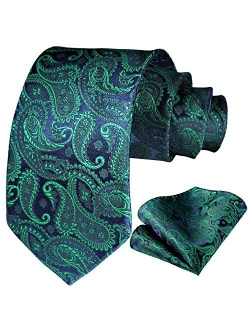 Paisley Tie for Men Handkerchief Woven Classic Floral Men's Necktie & Pocket Square Set