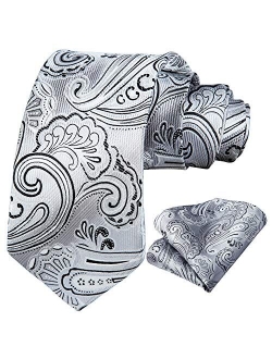 Paisley Tie for Men Handkerchief Woven Classic Floral Men's Necktie & Pocket Square Set