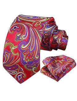 Paisley Tie for Men Handkerchief Woven Classic Floral Men's Necktie & Pocket Square Set