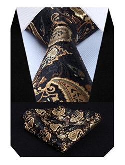 Paisley Tie for Men Handkerchief Woven Classic Floral Men's Necktie & Pocket Square Set