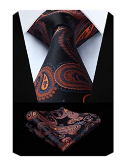 Paisley Tie for Men Handkerchief Woven Classic Floral Men's Necktie & Pocket Square Set