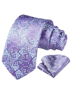 Paisley Tie for Men Handkerchief Woven Classic Floral Men's Necktie & Pocket Square Set