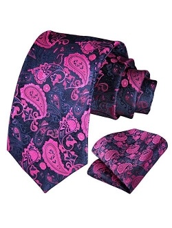 Paisley Tie for Men Handkerchief Woven Classic Floral Men's Necktie & Pocket Square Set