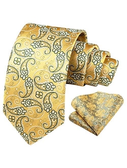 Paisley Tie for Men Handkerchief Woven Classic Floral Men's Necktie & Pocket Square Set