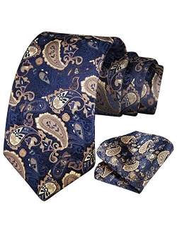 Paisley Tie for Men Handkerchief Woven Classic Floral Men's Necktie & Pocket Square Set