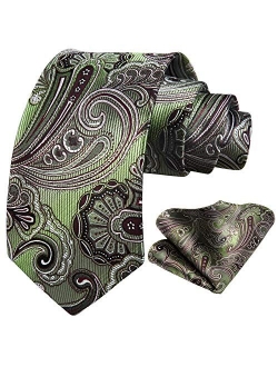 Paisley Tie for Men Handkerchief Woven Classic Floral Men's Necktie & Pocket Square Set