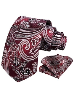 Paisley Tie for Men Handkerchief Woven Classic Floral Men's Necktie & Pocket Square Set