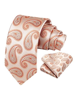 Floral Tie for Men Handkerchief Woven Classic Paisley Men's Necktie & Pocket Square Set