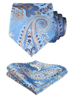 Floral Tie for Men Handkerchief Woven Classic Paisley Men's Necktie & Pocket Square Set