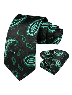 Floral Tie for Men Handkerchief Woven Classic Paisley Men's Necktie & Pocket Square Set