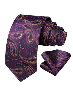 Floral Tie for Men Handkerchief Woven Classic Paisley Men's Necktie & Pocket Square Set