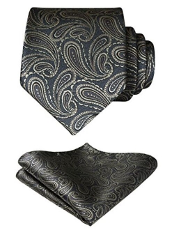 Floral Tie for Men Handkerchief Woven Classic Paisley Men's Necktie & Pocket Square Set