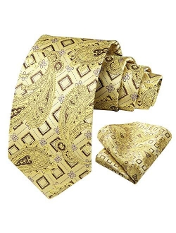 Floral Tie for Men Handkerchief Woven Classic Paisley Men's Necktie & Pocket Square Set