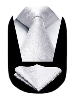 Solid Paisley Tie for Men Handkerchief Woven Classic Flower Men's Necktie & Pocket Square Set