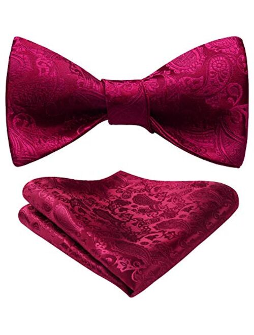 HISDERN Paisley Floral Party Self Bow Tie Handkerchief Men's Self Bow tie & Pocket Square Set