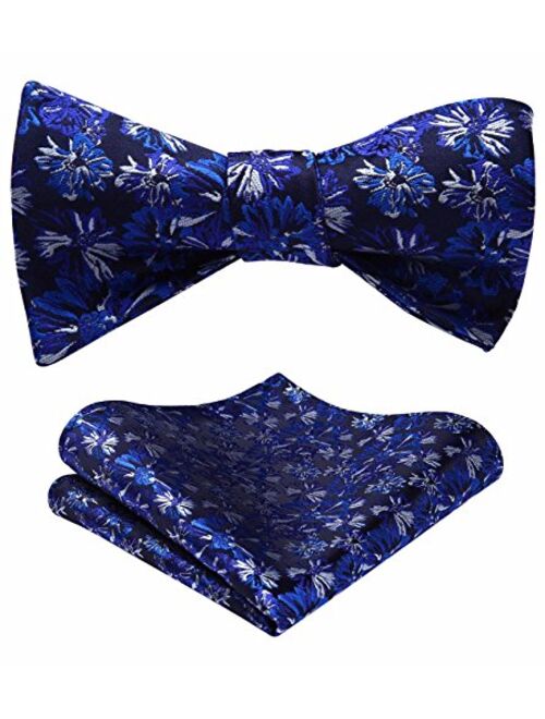 HISDERN Paisley Floral Party Self Bow Tie Handkerchief Men's Self Bow tie & Pocket Square Set