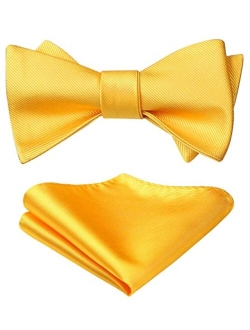 Bow Ties for Men Solid Color Self Tie Bow Tie Pocket Square Set Classic Formal Satin Bowties for Tuxedo Wedding Party