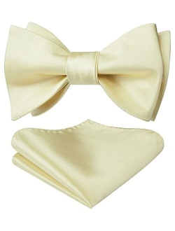 Bow Ties for Men Solid Color Self Tie Bow Tie Pocket Square Set Classic Formal Satin Bowties for Tuxedo Wedding Party