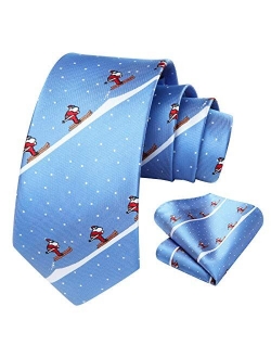 Christmas Tie for Men, Holiday Season Party Necktie & Pocket Square Set