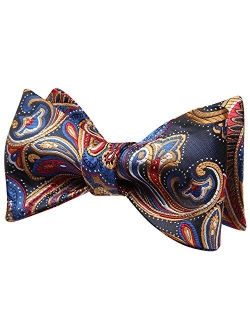 Bow Ties for Men Paisley Floral Self Tie Bow Tie and Pocket Square Set Classic Silk Tuxedo Bowtie For Wedding Party