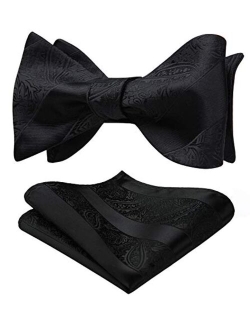 Bow Ties for Men Paisley Floral Self Tie Bow Tie and Pocket Square Set Classic Silk Tuxedo Bowtie For Wedding Party