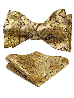 Bow Ties for Men Floral Bowties Mens Self Tie Bow Tie Handkerchief Jacquard Woven Bowtie Pocket Square Set