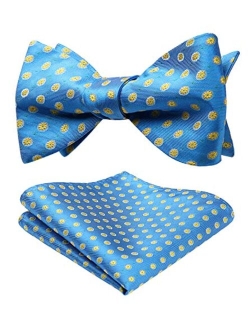 Bow Ties for Men Floral Bowties Mens Self Tie Bow Tie Handkerchief Jacquard Woven Bowtie Pocket Square Set