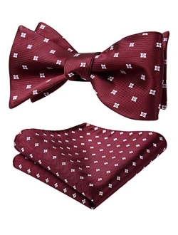 Bow Ties for Men Floral Bowties Mens Self Tie Bow Tie Handkerchief Jacquard Woven Bowtie Pocket Square Set